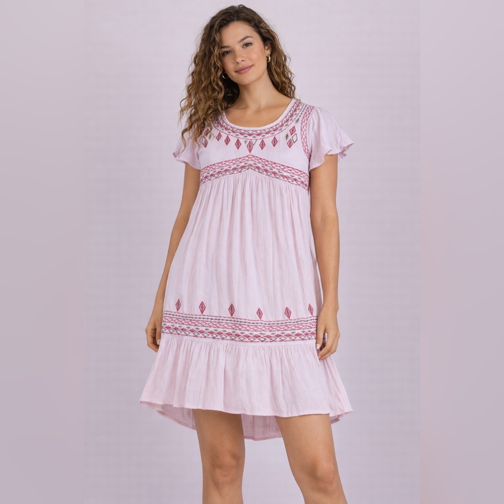 Knox Rose Light Pink Embroidered Dress boho and cottage core style